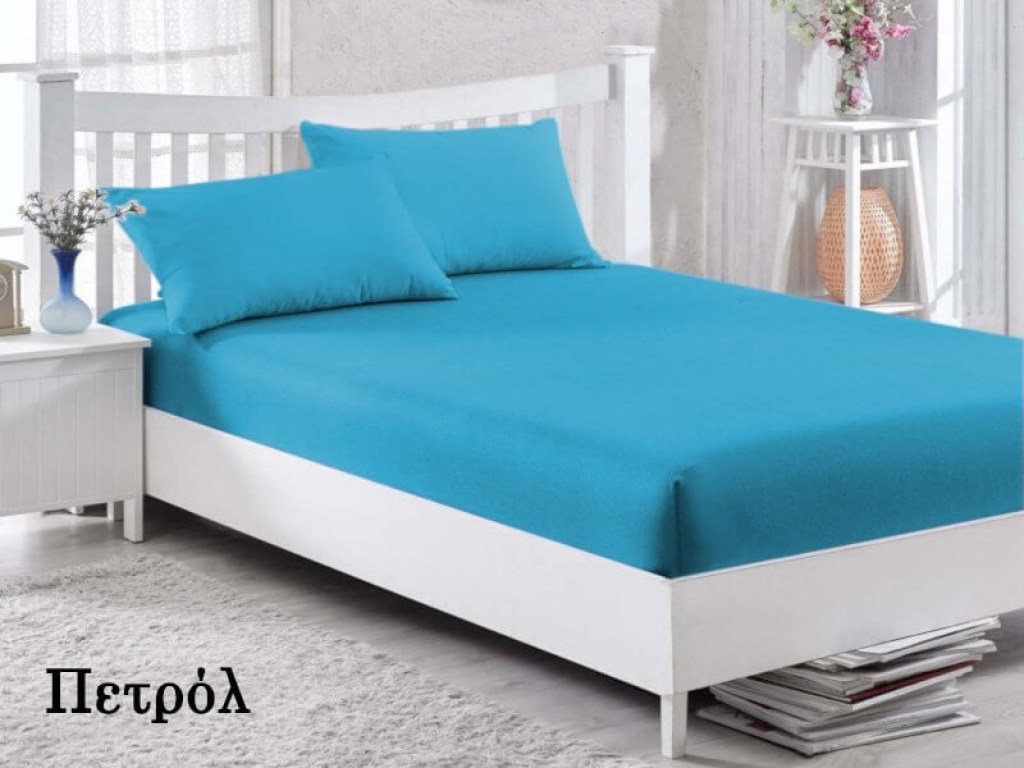 Κατωσέντονα με λάστιχο Πετρόλ Βαμβακερά Γαρύφαλλο | Γαρύφαλλο - Λευκά Είδη